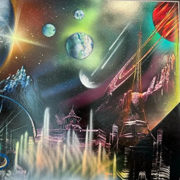 Spray Paint Street Art Welcome To Fabulous Las Vegas Nevada Outer Space Bellagio - Picture 4 of 4